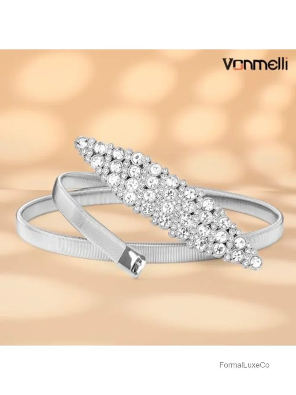 Skinny Metal Stretch Belt for Dresses Rhinestone Buckle